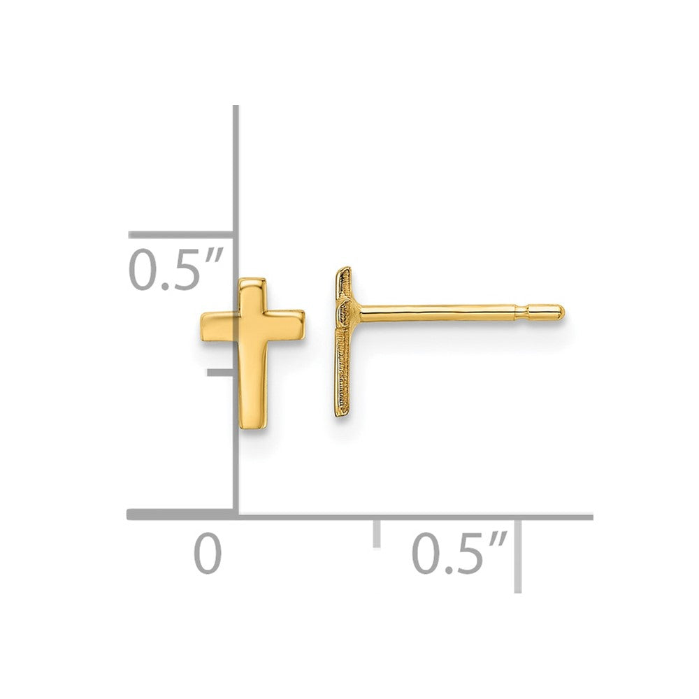 14K Gelbgold Poliert Kreuz Ohrstecker