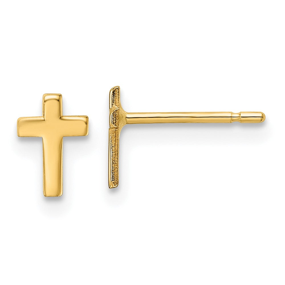 14K Gelbgold Poliert Kreuz Ohrstecker