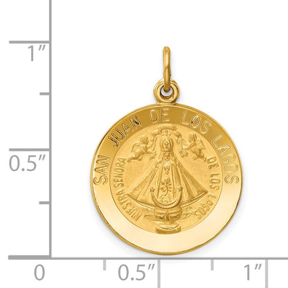 14K Gelbgold Unsere Liebe Frau von San Juan Medaille Anhänger