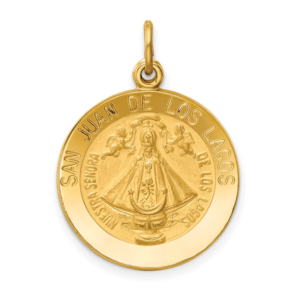 14K Gelbgold Unsere Liebe Frau von San Juan Medaille Anhänger