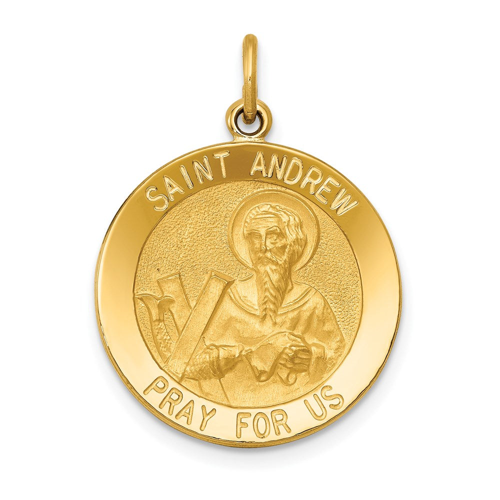 14K Gelbgold Sankt-Andreas-Medaille-Anhänger