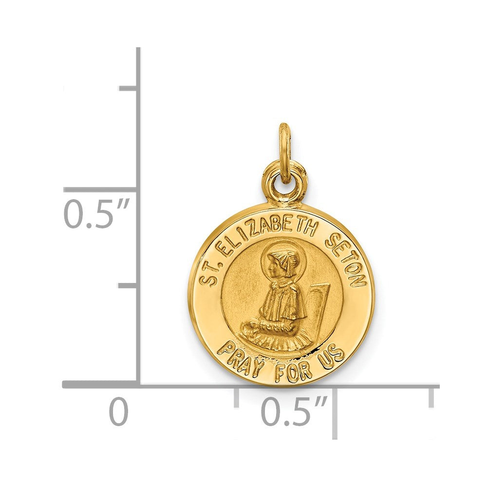 14K Gelbgold Heilige Elizabeth Seton Medaille Charm