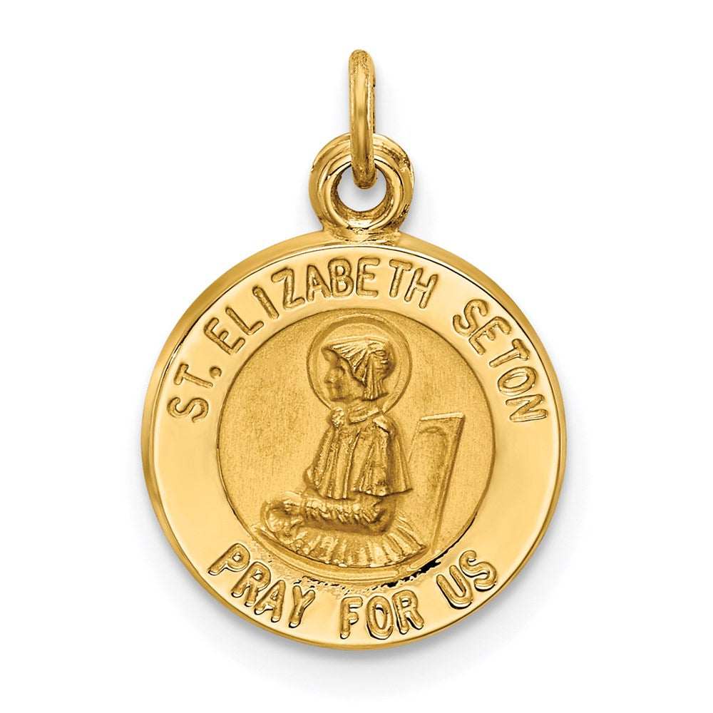 14K Gelbgold Heilige Elizabeth Seton Medaille Charm