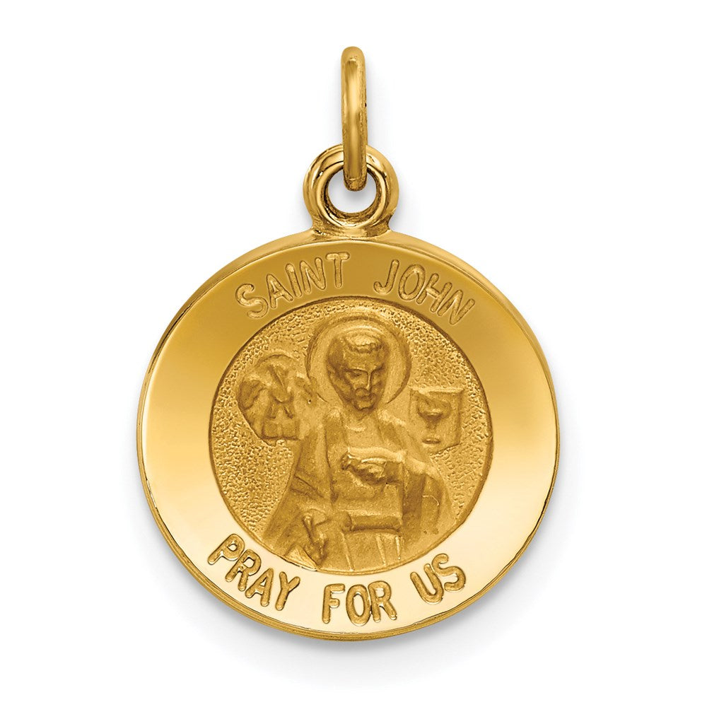 14K Gelbgold Heiliger Johannes Medaille Charm