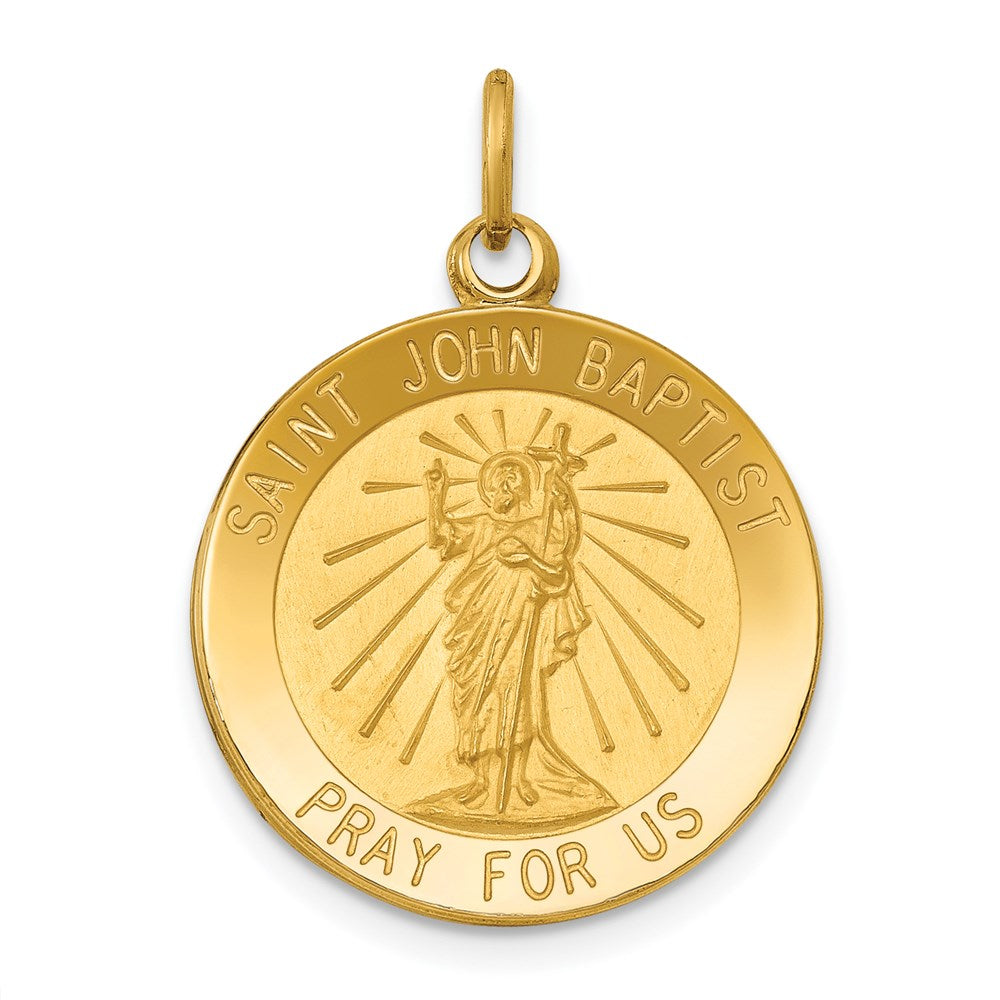 14K Gelbgold Heiliger Johannes der Täufer Medaillen-Anhänger