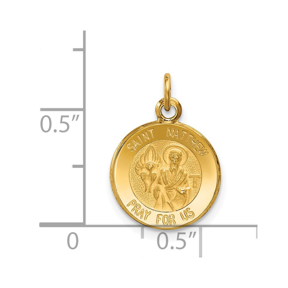 14K Gelbgold Heiliger Matthäus Medaille Charm