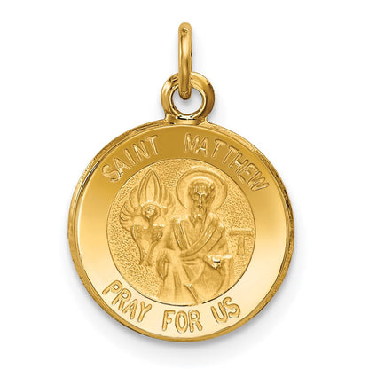 14K Gelbgold Heiliger Matthäus Medaille Charm