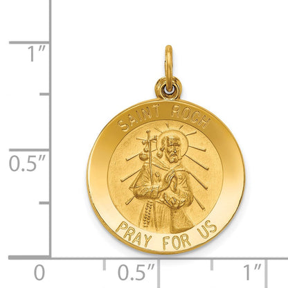 14K Gelbgold Sankt-Rochus-Medaille Anhänger