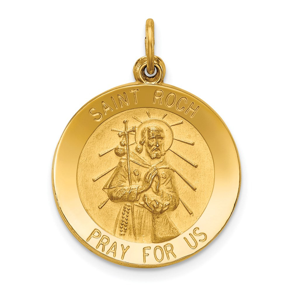 14K Gelbgold Sankt-Rochus-Medaille Anhänger