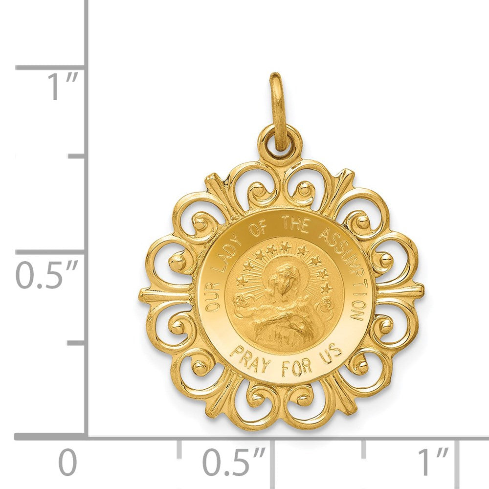 14k Gelbgold Mariä-Himmelfahrt-Medaille-Anhänger