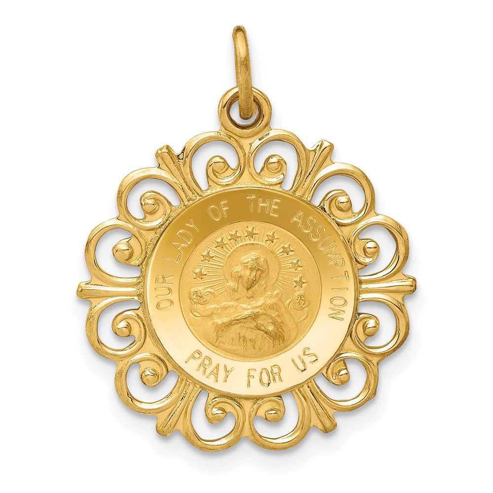 14k Gelbgold Mariä-Himmelfahrt-Medaille-Anhänger