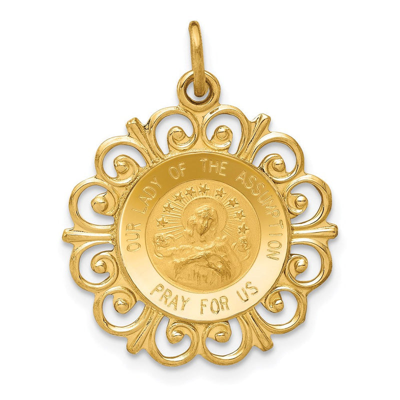 14k Gelbgold Mariä-Himmelfahrt-Medaille-Anhänger