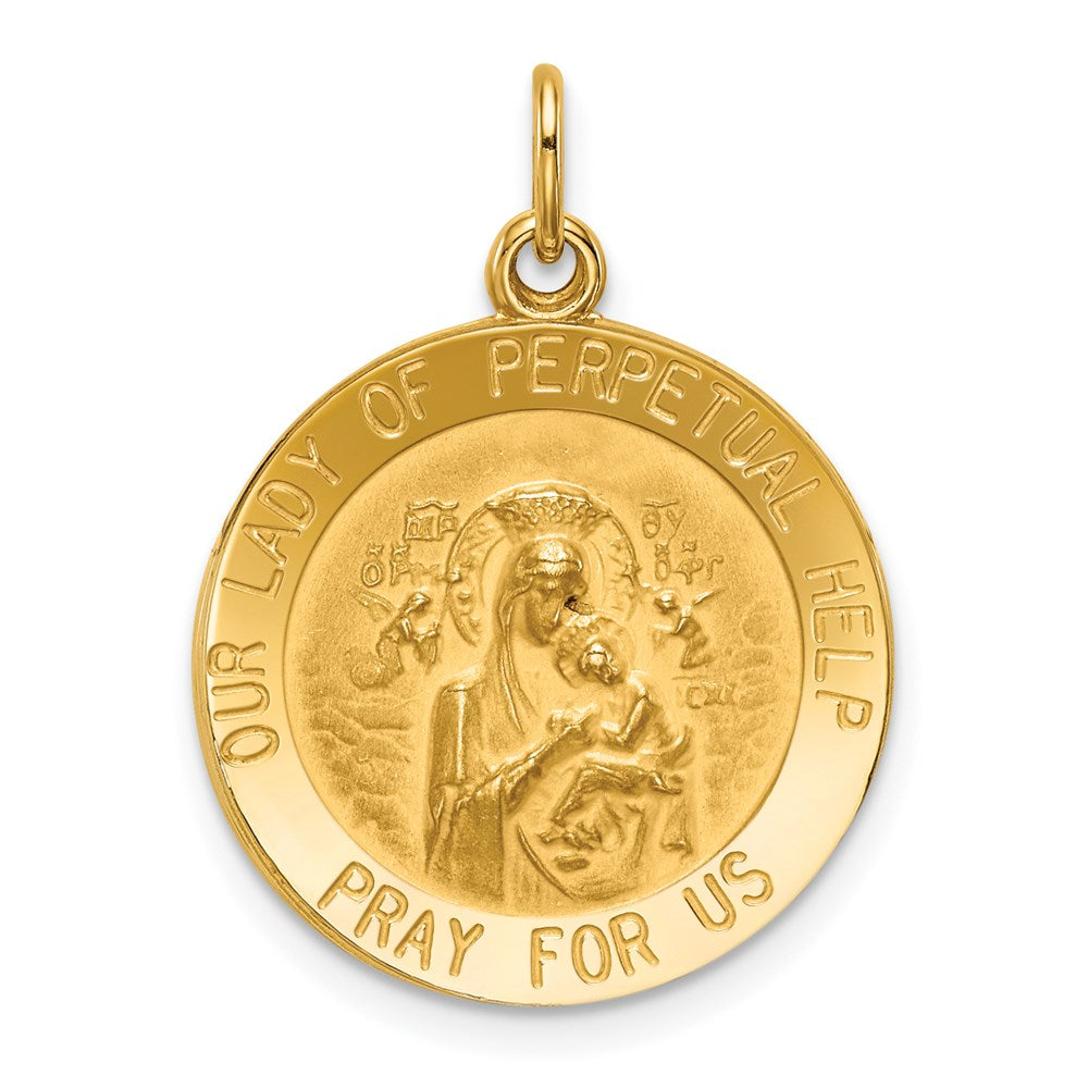 14K Gelbgold Unsere Liebe Frau von der Immerwährenden Hilfe Medaille Anhänger
