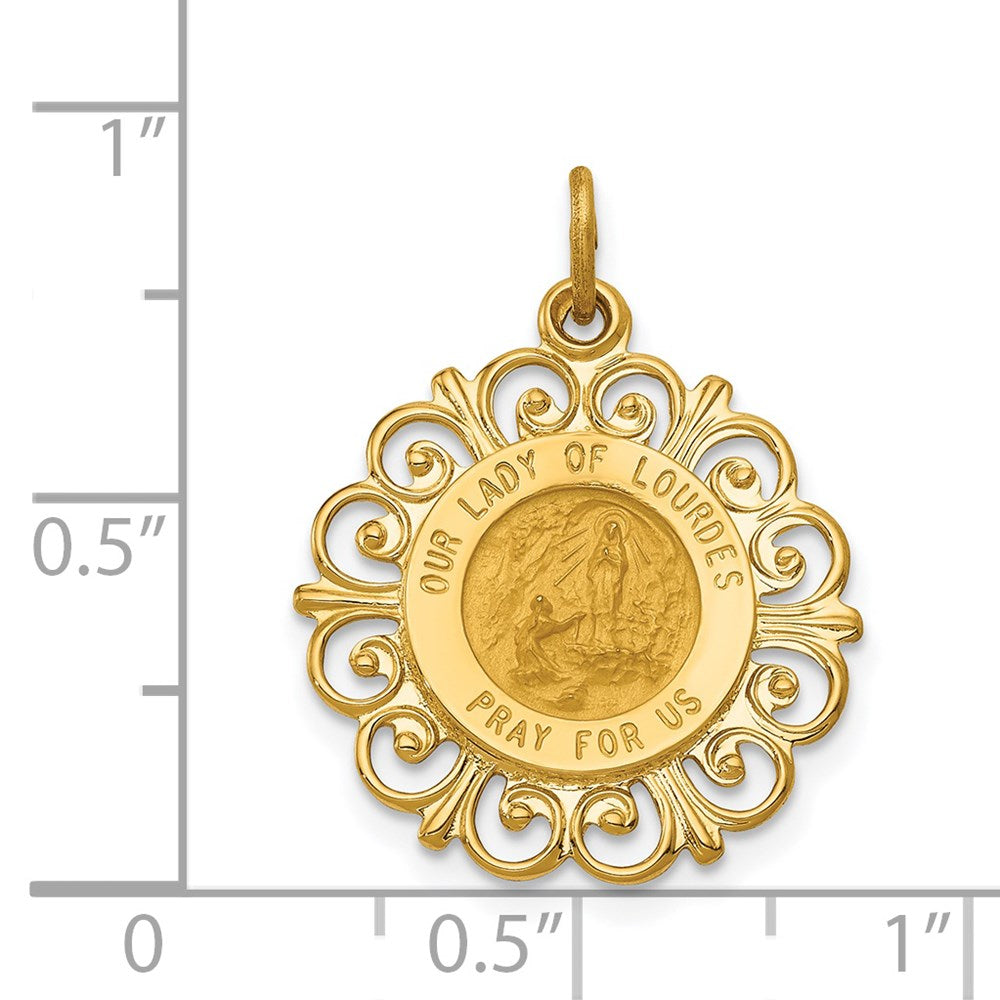 14K Gelbgold Unsere Liebe Frau von Lourdes Medaille Anhänger