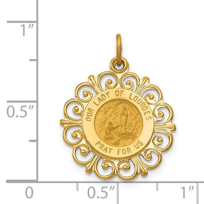 14K Gelbgold Unsere Liebe Frau von Lourdes Medaille Anhänger
