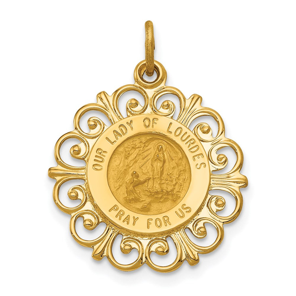 14K Gelbgold Unsere Liebe Frau von Lourdes Medaille Anhänger