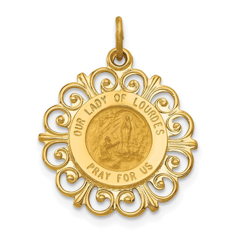 14K Gelbgold Unsere Liebe Frau von Lourdes Medaille Anhänger