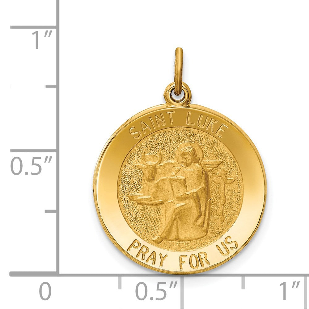 14K Gelbgold Anhänger Heiliger Lukas Medaille