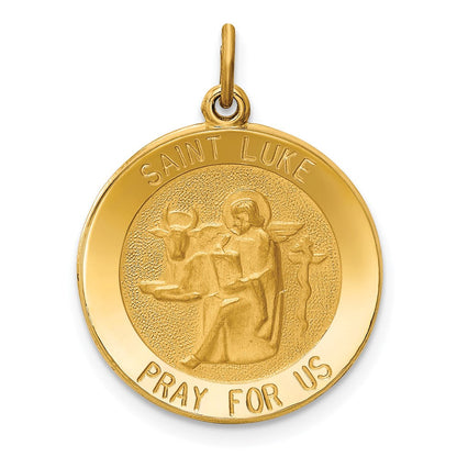 14K Gelbgold Anhänger Heiliger Lukas Medaille