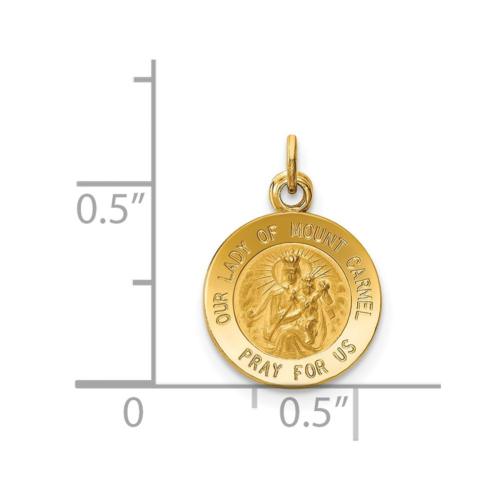 14K Gelbgold Unsere Liebe Frau vom Berge Karmel Medaille Charm