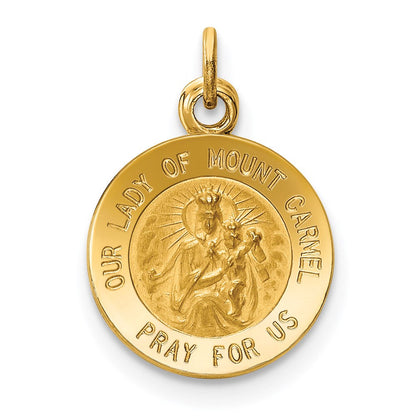 14K Gelbgold Unsere Liebe Frau vom Berge Karmel Medaille Charm