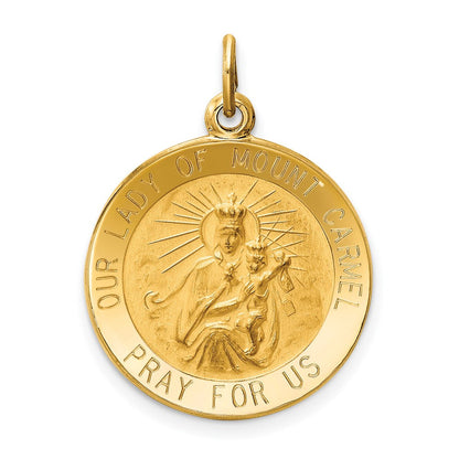 14K Gelbgold Unsere Liebe Frau vom Berge Karmel Medaille Charm