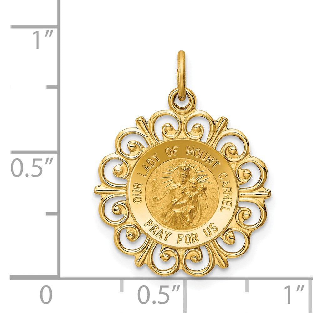 14K Gelbgold Unsere Liebe Frau vom Berge Karmel Medaille Charm