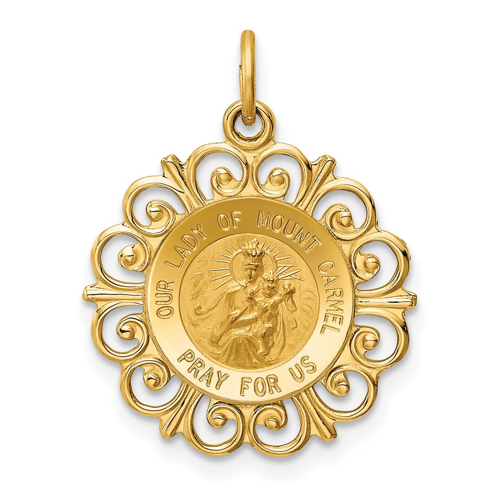 14K Gelbgold Unsere Liebe Frau vom Berge Karmel Medaille Charm