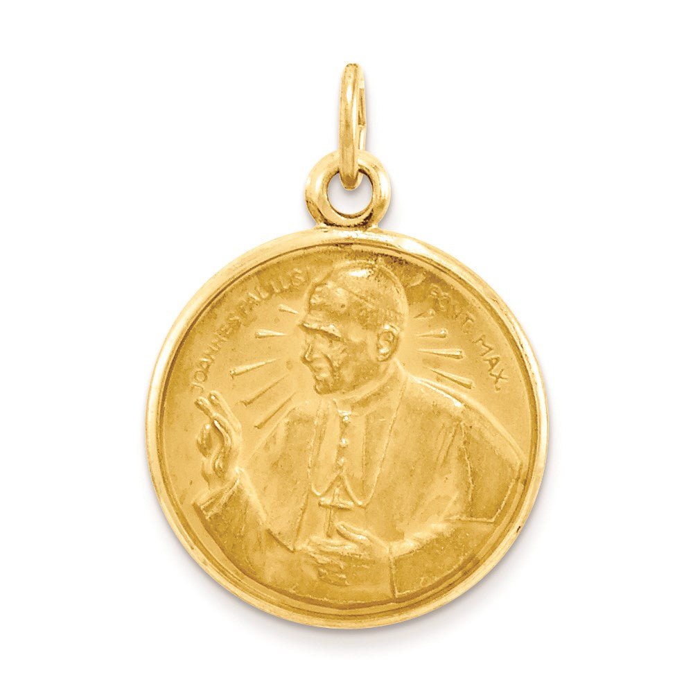 14K Gelbgold Papst-Johannes-Paul-II.-Medaille-Charm