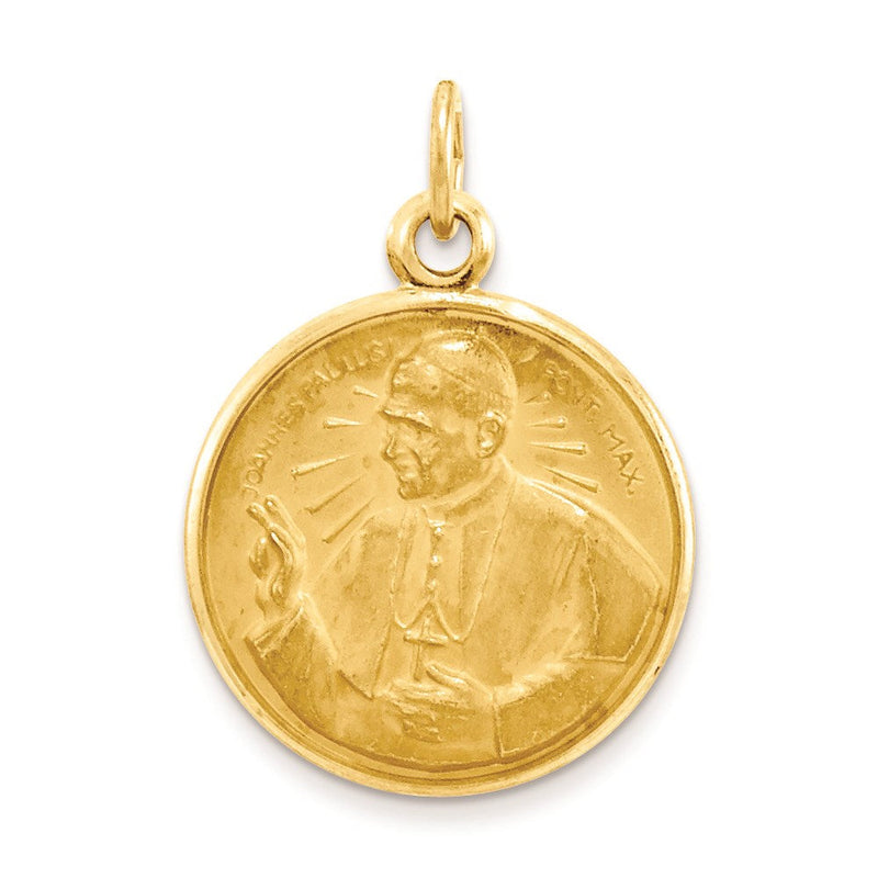 14K Gelbgold Papst-Johannes-Paul-II.-Medaille-Charm