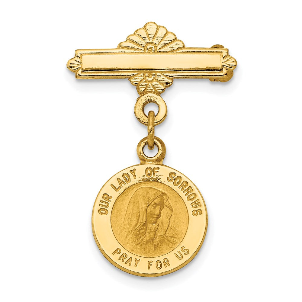 14K Gelbgold Our Damen Of Sorrows Medaille Brosche