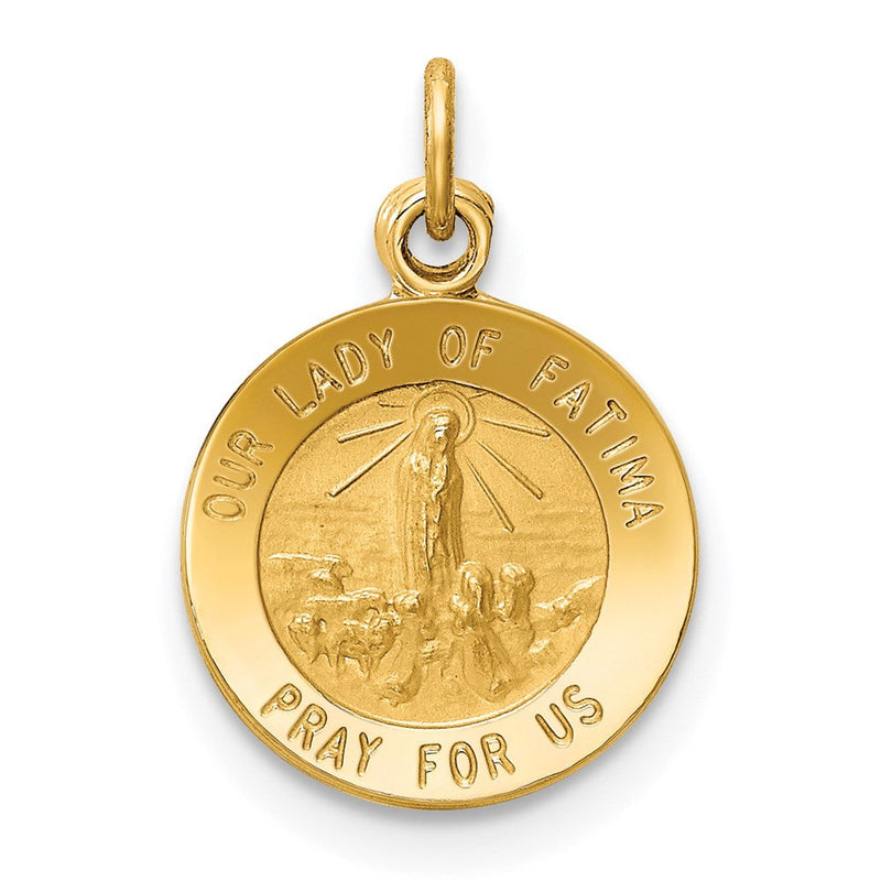 14K Gelbgold Unsere Liebe Frau von Fátima Medaille Charm