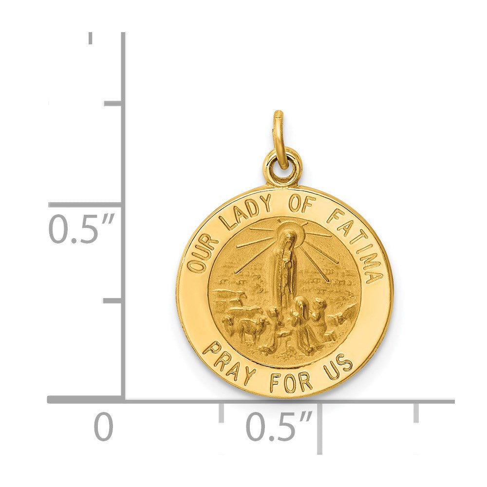 14K Gelbgold Unsere Liebe Frau von Fátima Medaille Charm