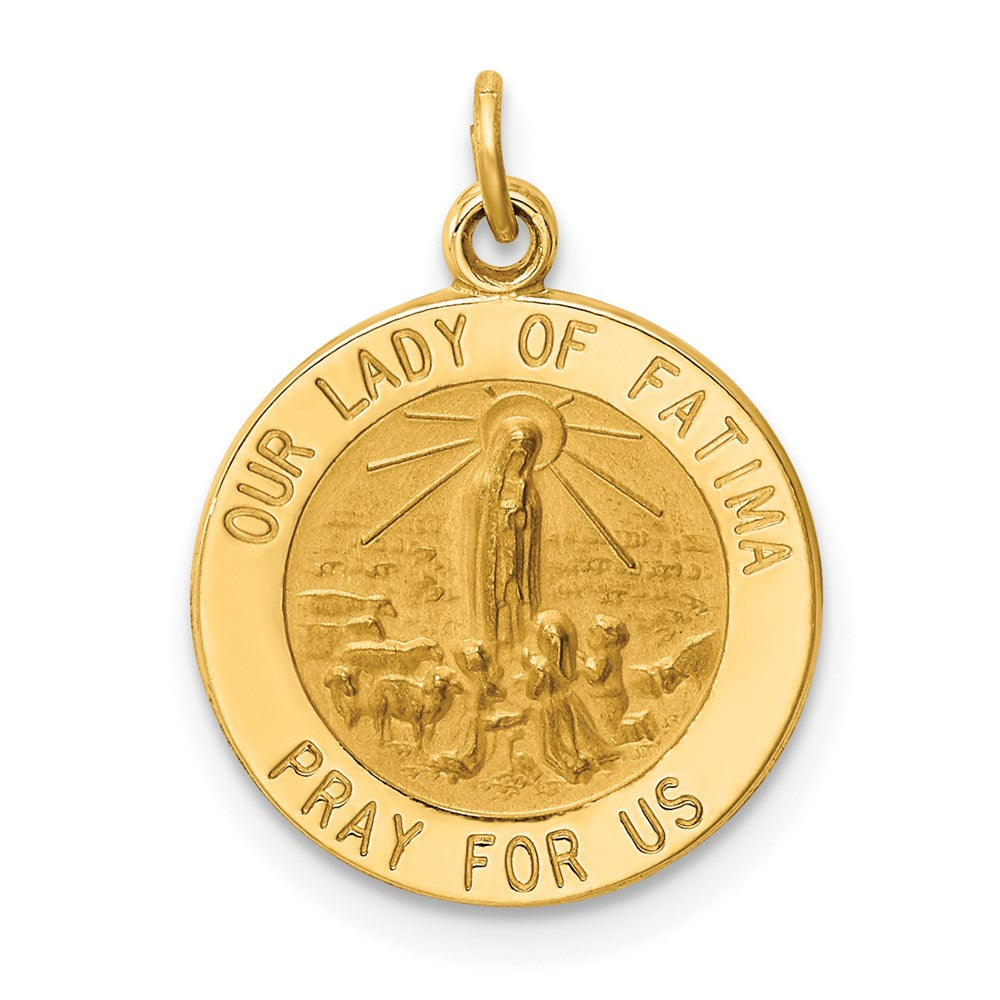 14K Gelbgold Unsere Liebe Frau von Fátima Medaille Charm