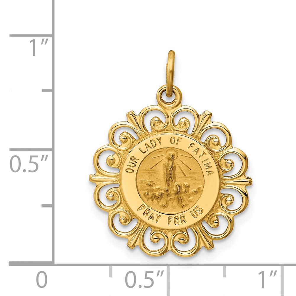 14K Gelbgold Unsere Liebe Frau von Fátima Medaille Anhänger