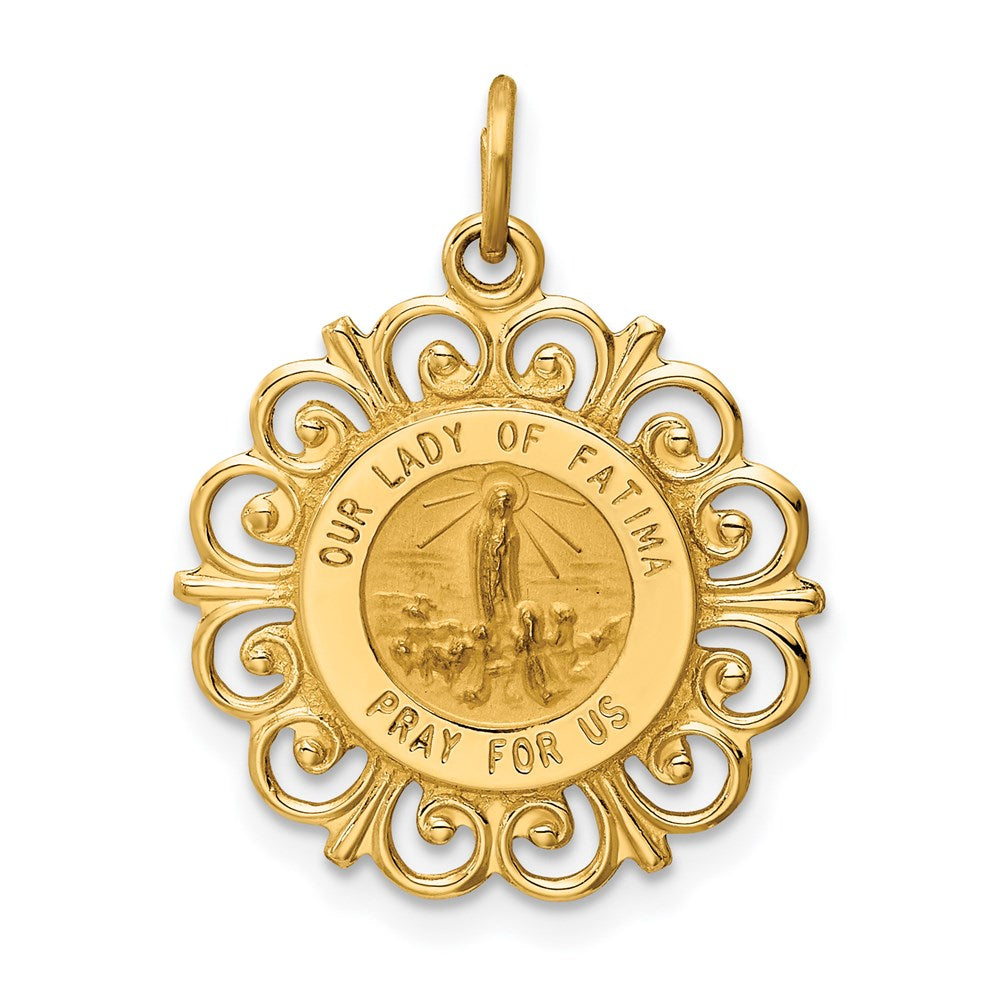 14K Gelbgold Unsere Liebe Frau von Fátima Medaille Anhänger