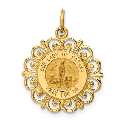 14K Gelbgold Unsere Liebe Frau von Fátima Medaille Anhänger