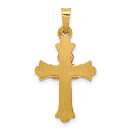 14K Bicolor-Gold Claddagh-Kreuz-Anhänger