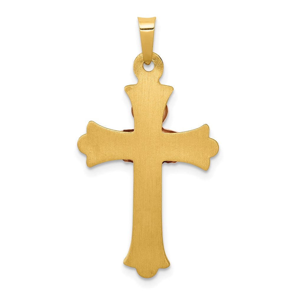 14k Bicolor-Gold Claddagh-Kreuz-Anhänger aus Bicolor-Gold