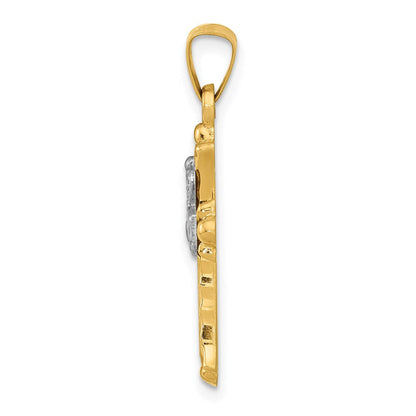 14K Bicolor Gold Claddagh-Kreuz-Anhänger