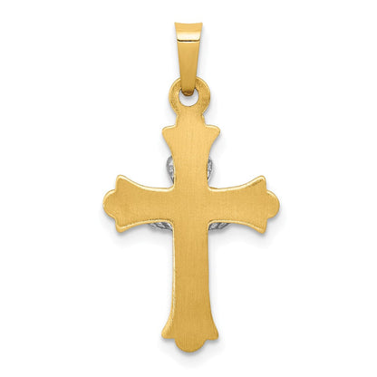 14K Bicolor Gold Claddagh-Kreuz-Anhänger