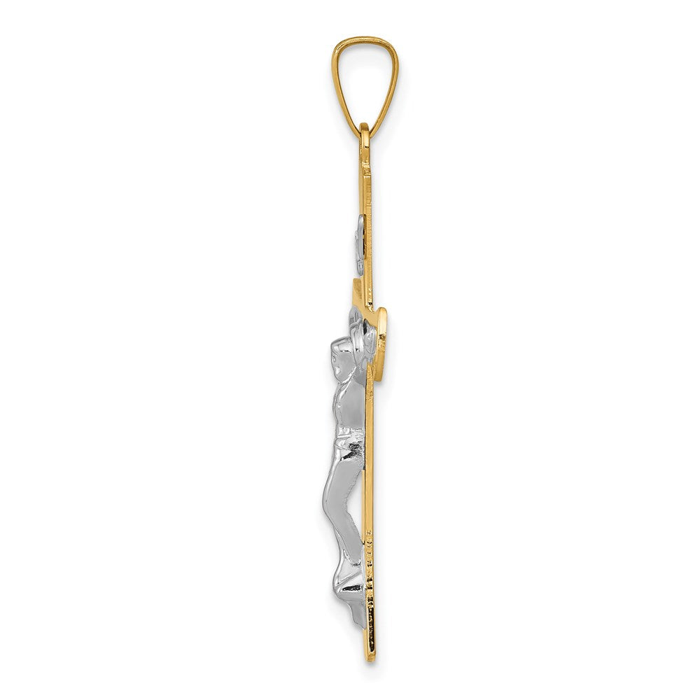 14K Bicolor-Gold INRI-Kruzifix-Anhänger