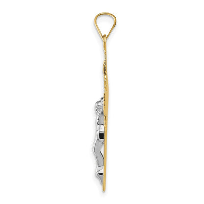 14K Bicolor-Gold INRI Kruzifix-Anhänger