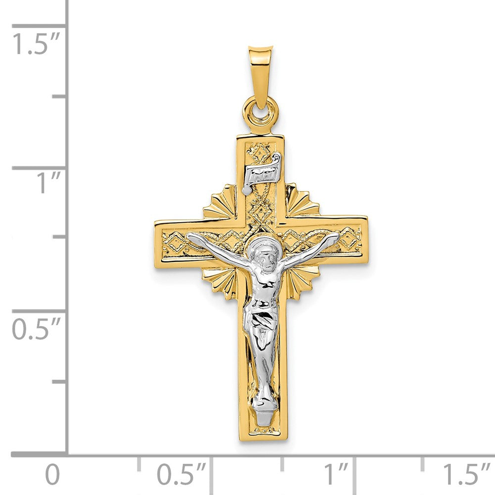 14K Bicolor-Gold INRI Kruzifix-Anhänger