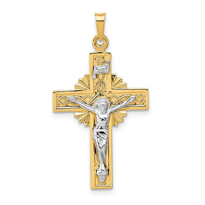 14K Bicolor-Gold INRI Kruzifix-Anhänger