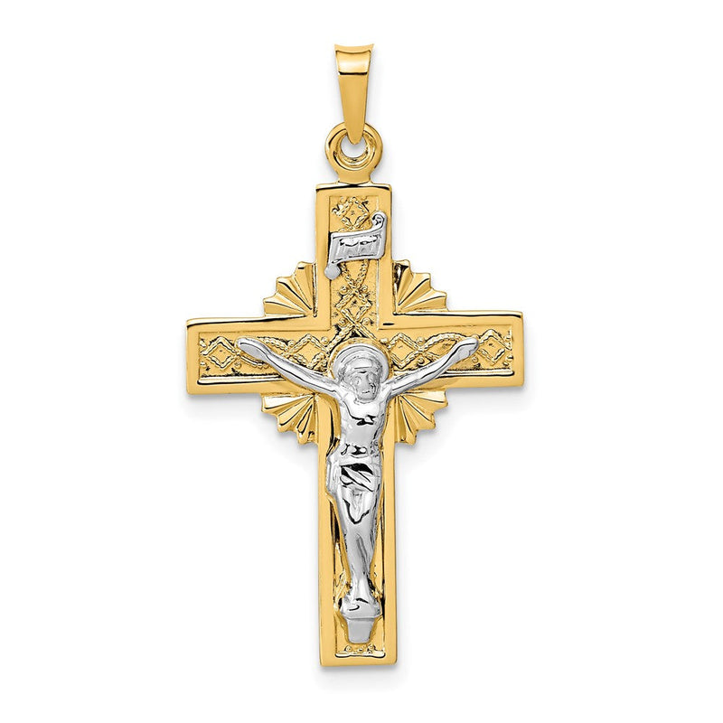 14K Bicolor-Gold INRI Kruzifix-Anhänger