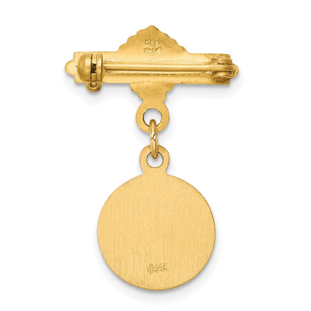 14K Gelbgold Saint Lucy Medaille Brosche