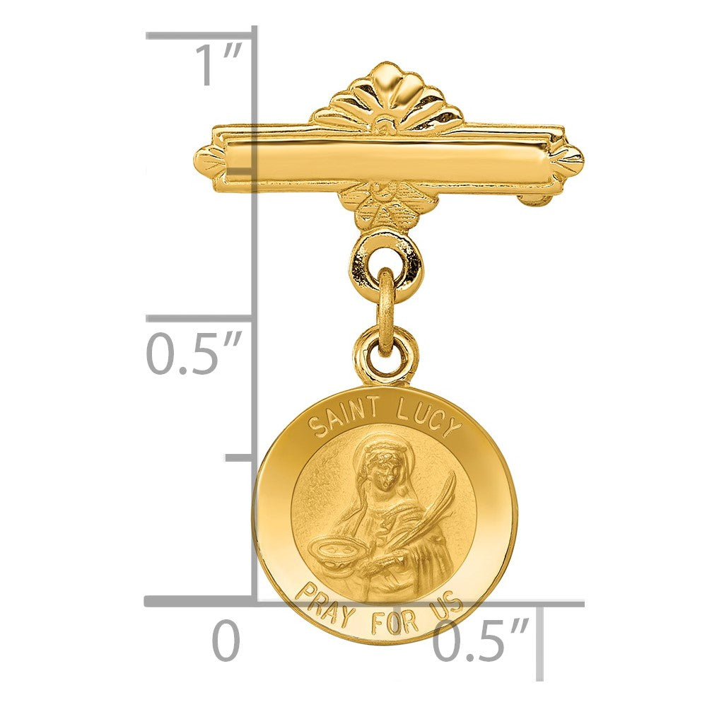 14K Gelbgold Saint Lucy Medaille Brosche