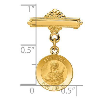 14K Gelbgold Saint Lucy Medaille Brosche