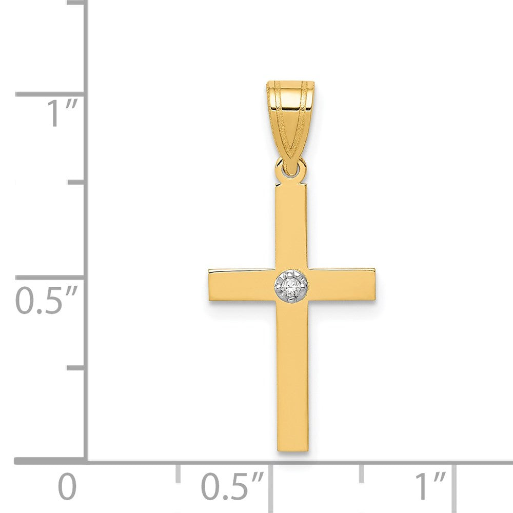 14K Gold Diamant-Kreuz-Anhänger 0,01 ct., poliert